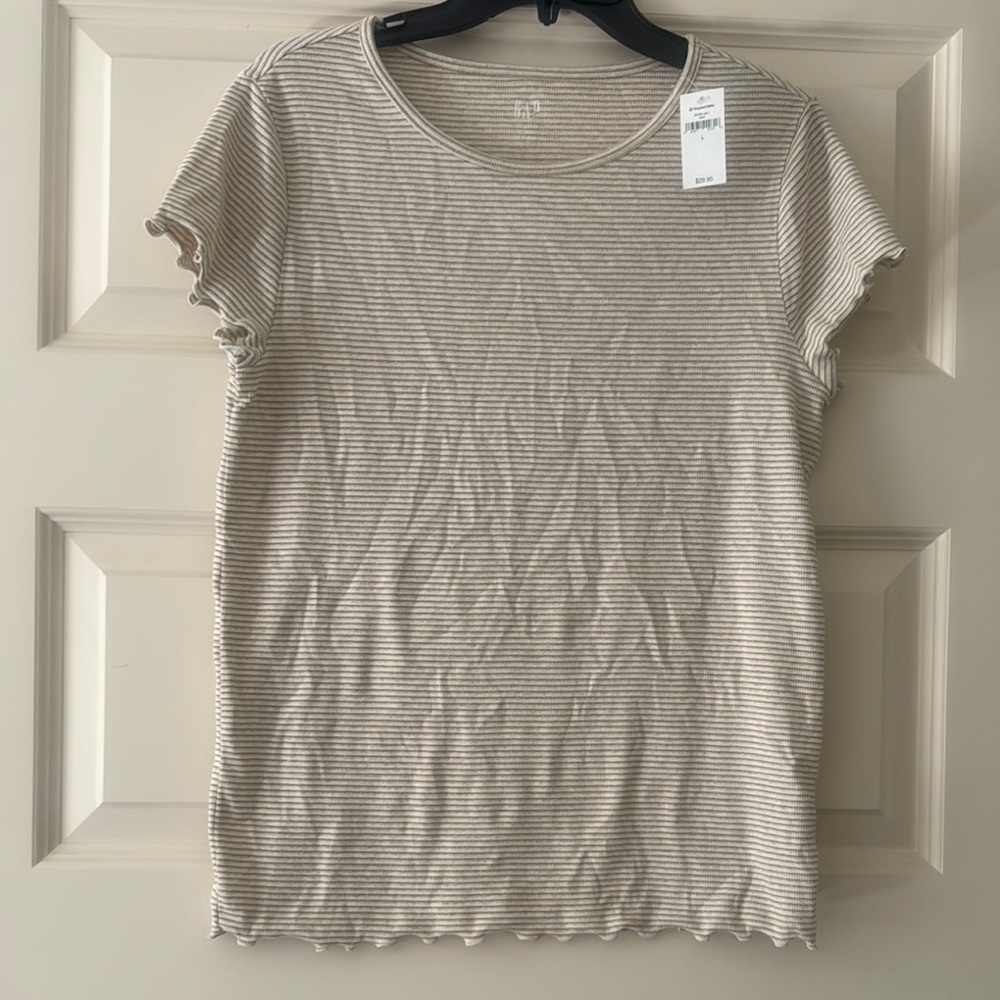 Gap Striped Gold & Cream Women's Top - Size L - NWT